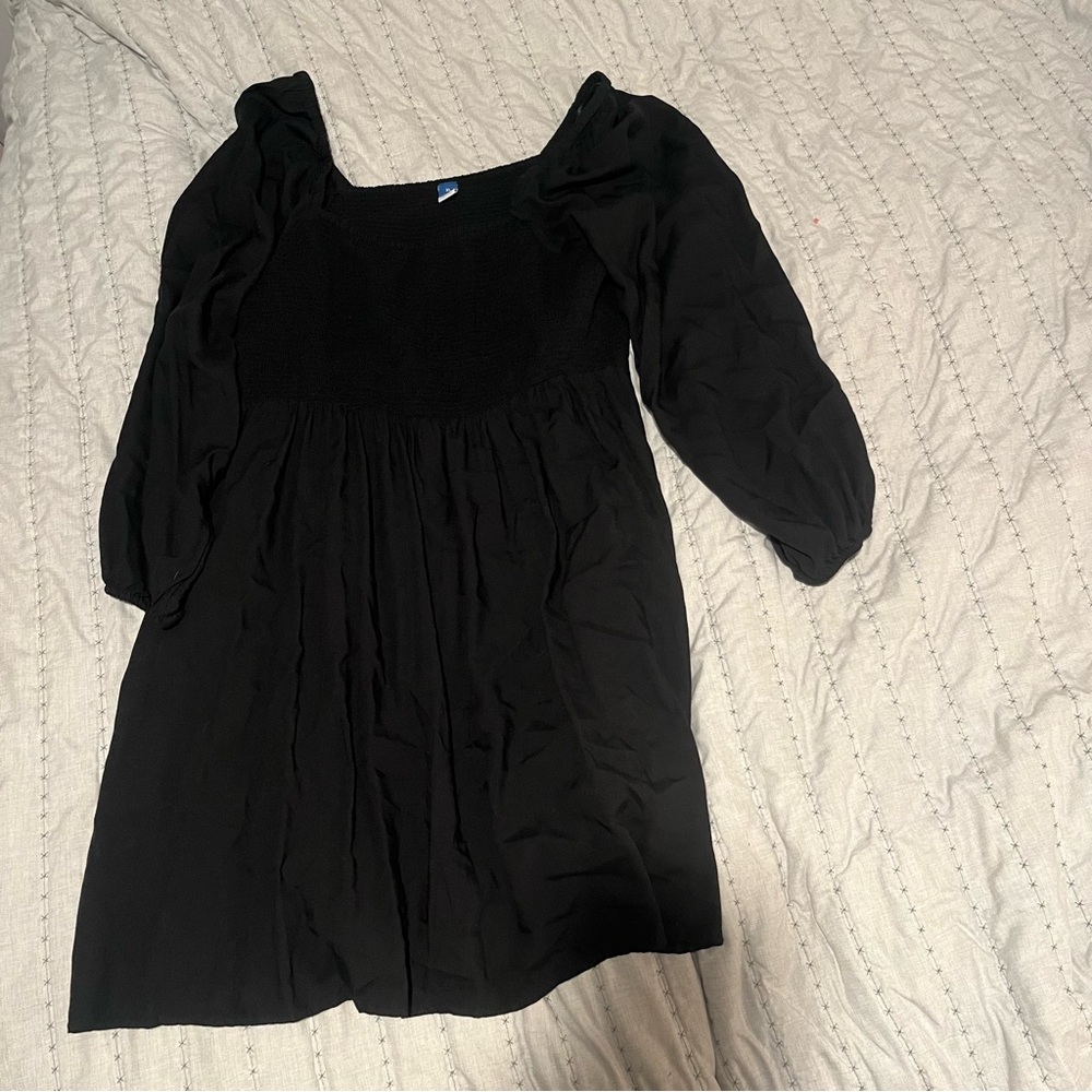 Old Navy Smocked Square Neck Black Dress